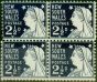 Rare Postage Stamp N.S.W 1899 2 1/2d Prussian Blue SG297 Fine MM & MNH Block of 4