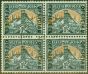 Collectible Postage Stamp from South Africa 1948 1 1/2d Blue-Green & Yellow-Buff SG033c V.F.U Block of 4, 2 pairs (5)