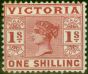 Old Postage Stamp from Victoria 1897 1s Brownish-Red SG341 Fine Mtd Mint (2)