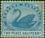 Old Postage Stamp from Western Australia 1892 2 1/2d Blue SG97a Good Mtd Mint