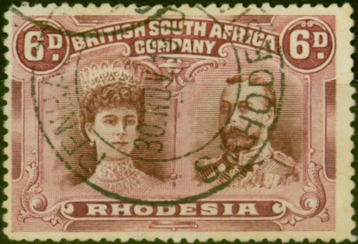 Rare Postage Stamp Rhodesia 1910 6d Red-Brown & Mauve SG144 V.F.U