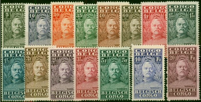 Belgium Congo 1928 Stanley's Set of 15 SG145-159 V.F MNH (2) King George V (1910-1936) Collectible Stamps