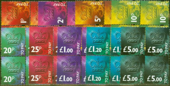 Collectible Postage Stamp from GB 1994 P.Due set of 9 SGD102-D110 Superb MNH Blocks of 4
