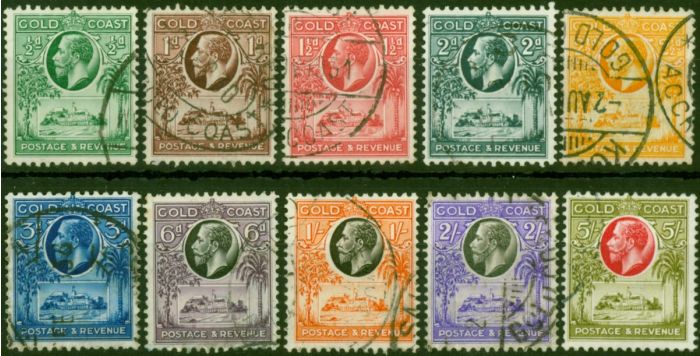 Gold Coast 1928 Set of 10 SG103-112 Fine Used  King George V (1910-1936) Rare Stamps