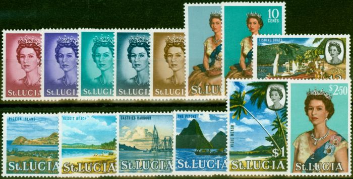 Valuable Postage Stamp St Lucia 1964 Set of 14 SG197-210 V.F VLMM