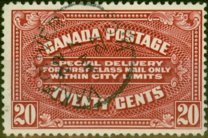 Rare Postage Stamp Canada 1922 20c Carmine-Red SGS4 V.F.U