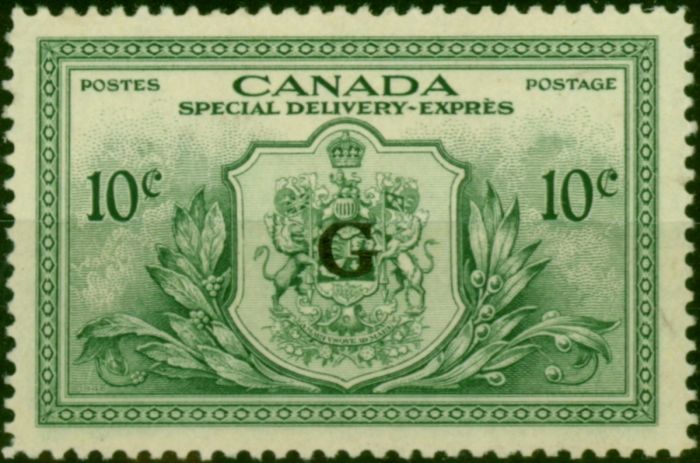 Canada 1950 10c Green SG0S21 Fine LMM. King George VI (1936-1952) Mint Stamps