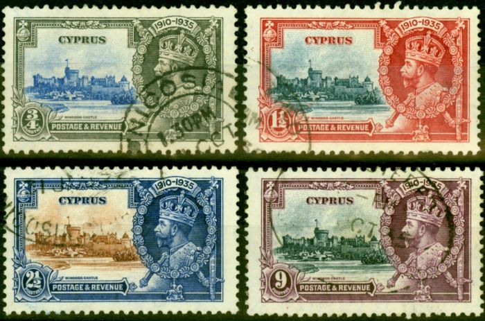 Collectible Postage Stamp from Cyprus 1935 Jubilee Set of 4 SG144-147 Fine Used