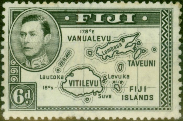 Valuable Postage Stamp Fiji 1938 6d Black SG260 Die I Good LMM