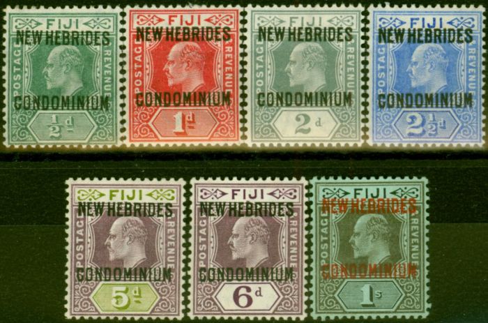 Rare Postage Stamp New Hebrides 1910 Set of 7 SG10-16 Fine LMM