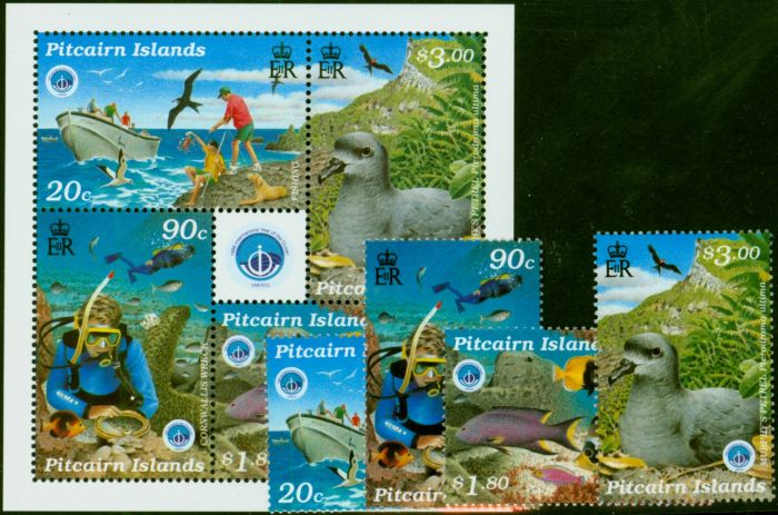 Rare Postage Stamp Pitcairn Islands 1998 Year of the Ocean Set of 5 SG539-MS543 V.F MNH