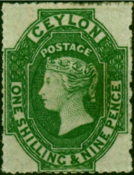 Ceylon 1861 1s9d Light Green SG36 Not Issued Superb Fresh MM Example  Queen Victoria (1840-1901) Collectible Stamps