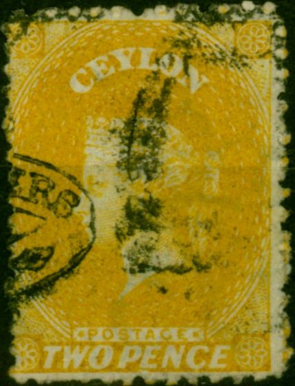 Ceylon 1867 2d Yellow SG64d Good Used . Queen Victoria (1840-1901) Used Stamps