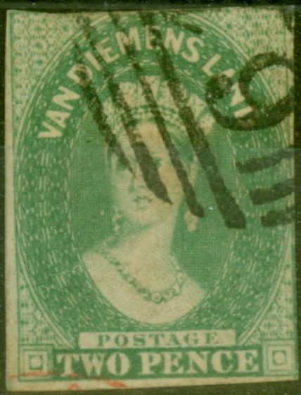 Valuable Postage Stamp from Tasmania 1857 2d Dull Emerald Green SG20 Average Used