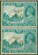 Old Postage Stamp from Burma 1947 2a6p Greenish Blue SG74Var Opt Inverted Fine MNH Pair