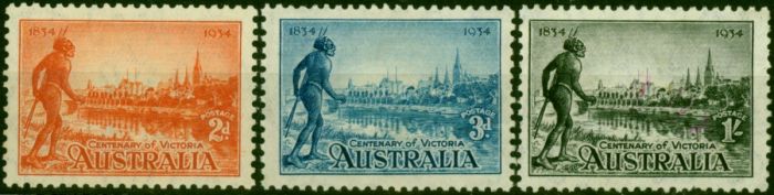 Australia 1934 P.11.5 Set of 3 SG147a-149a Fine LMM. King George V (1910-1936) Mint Stamps