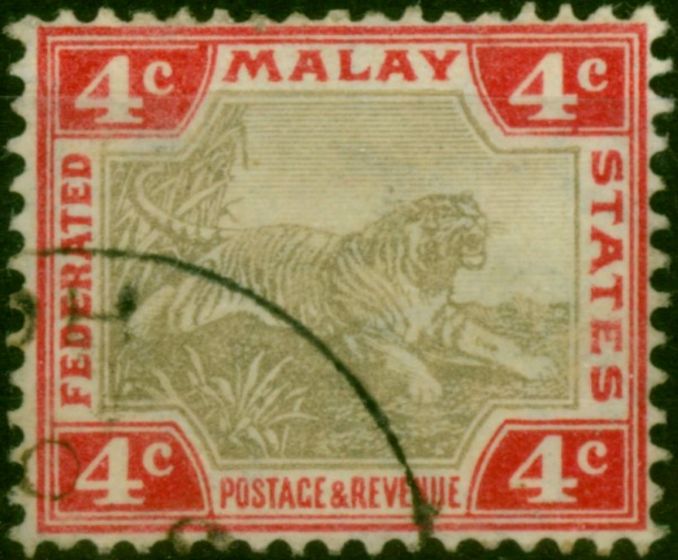 Fed of Malay States 1904 4c Grey-Brown & Scarlet SG36b Fine Used . King Edward VII (1902-1910) Used Stamps