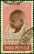 Old Postage Stamp from India 1948 Gandhi 10R Purple-Brown & Lake SG308 Very Fine Used