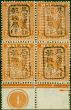Rare Postage Stamp Negri Sembilan 1942 Jap Occu 2c Orange SGJ162b Fine MNH Pl.1 Block of 4