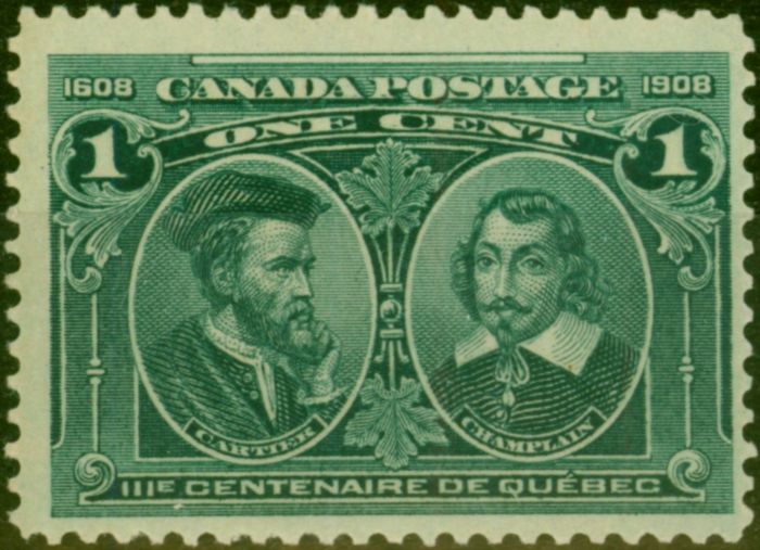 Old Postage Stamp Canada 1908 1c Blue-Green SG189 Fine MNH