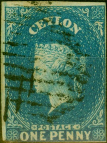 Valuable Postage Stamp from Ceylon 1857 1d Blue SG2a Good Used