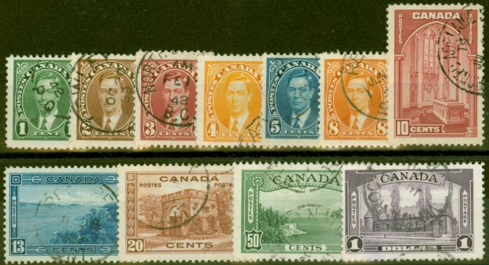 Valuable Postage Stamp from Canada 1937-38 set of 11 SG357-367 Fine Used