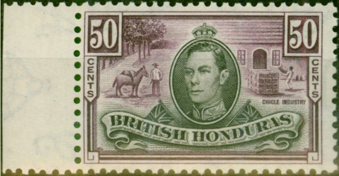 Collectible Postage Stamp British Honduras 1938 50c Black & Purple SG158 Fine MNH