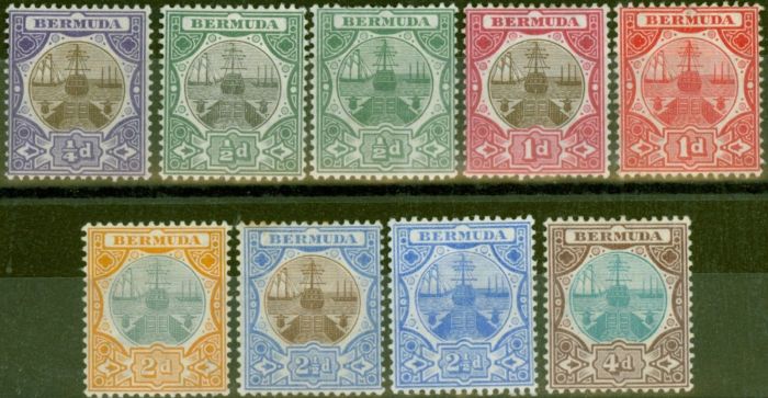 Rare Postage Stamp from Bermuda 1906-10 set of 9 SG34-42 Fine Mtd Mint