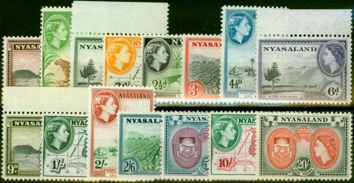 Rare Postage Stamp from Nyasaland 1953 Set of 15 SG173-187 V.F Very Lightly Mtd Mint