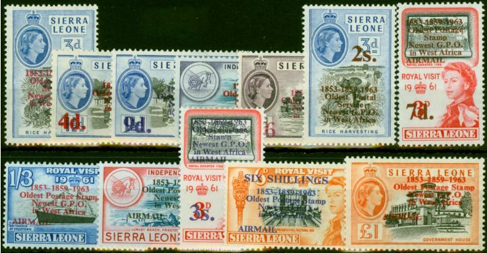 Old Postage Stamp Sierra Leone 1963 Postal Comms Set of 12 SG273-284 Fine LMM