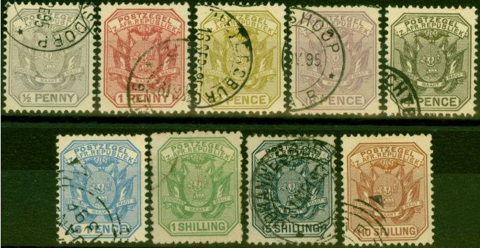 Rare Postage Stamp Transvaal 1895-96 Set of 9 SG205-212a Fine Used