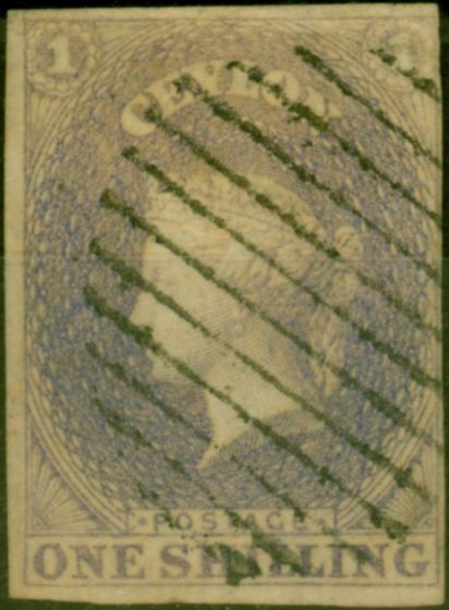 Valuable Postage Stamp from Ceylon 1857 1s Slate-Violet SG10 Fine Used Stamp