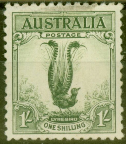 Rare Postage Stamp from Australia 1932 1s Yellow-Green SG140a Fine Mtd Mint