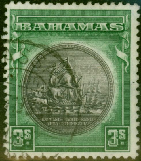 Collectible Postage Stamp Bahamas 1931 3s Slate-Purple & Myrtle-Green SG132 V.F.U
