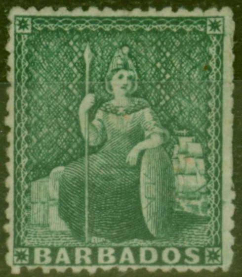 Old Postage Stamp from Barbados 1873 (1/2d) Green SG58 Fine Unused