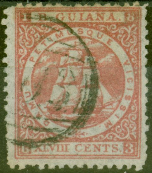 Old Postage Stamp from British Guiana 1863 48c Dull Red SG82 Fine Used Ex-Fred Small