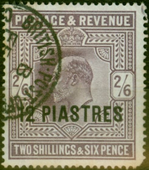 Valuable Postage Stamp British Levant 1912 12pi on 2s6d Dull Reddish Purple SG33 Good Used (2)