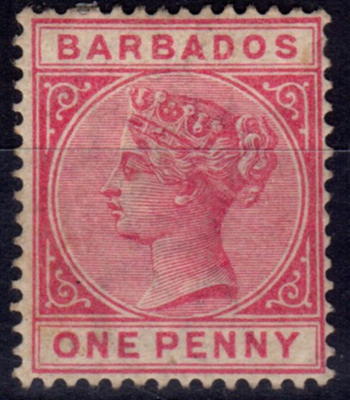 Valuable Postage Stamp from Barbados 1882 1d Rose SG91 Mtd Mint