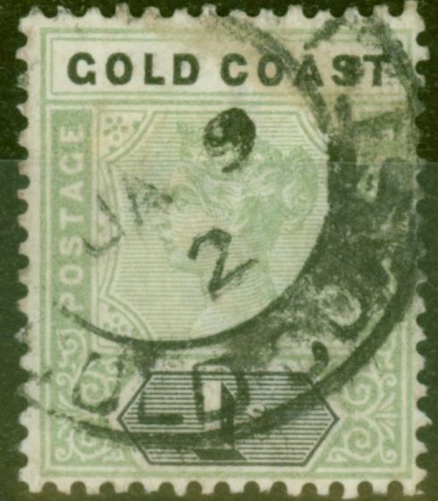 Collectible Postage Stamp from Gold Coast 1899 1s Green & Black SG31 Ave Used
