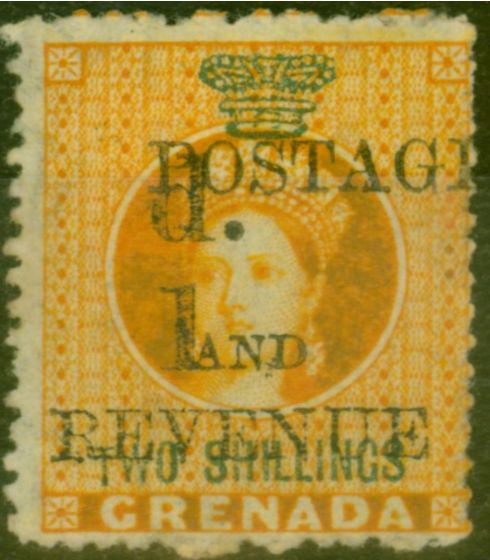 Valuable Postage Stamp from Grenada 1890 1d on 2s Orange SG44 Fine Mtd Mint