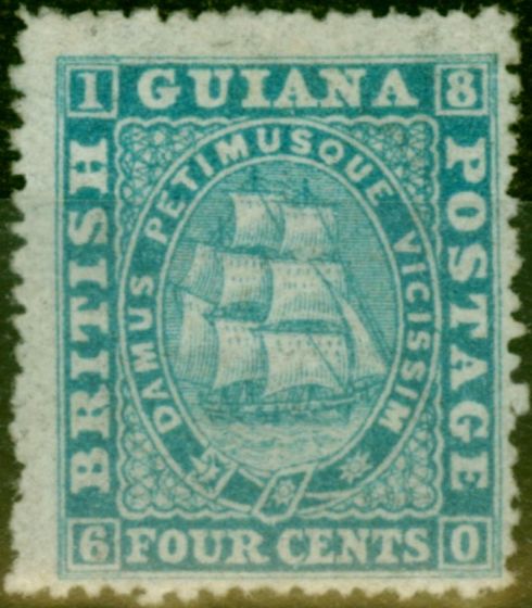 Valuable Postage Stamp from British Guiana 1875 4c Bright Blue SG109Var with Watermark P.15 Good Mtd Mint