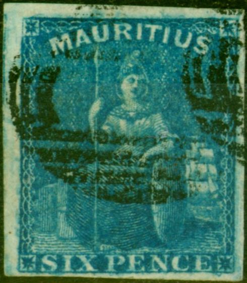 Collectible Postage Stamp from Mauritius 1859 2d Blue SG32 Fine Used