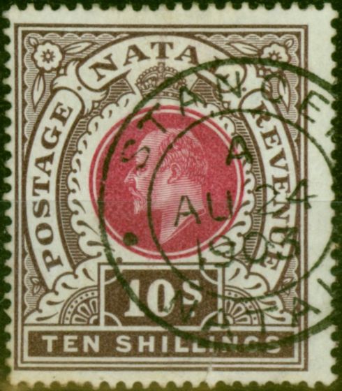 Valuable Postage Stamp Natal 1902 10s Deep Rose & Chocolate SG141 Fine Used