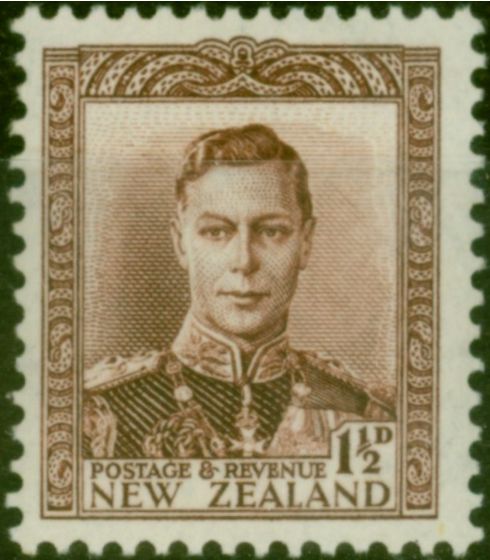 Rare Postage Stamp New Zealand 1938 1 1/2d Purple-Brown SG607 Fine LMM