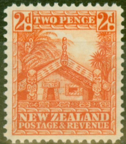Old Postage Stamp from New Zealand 1941 2d Orange SG580c P.14 V.F MNH
