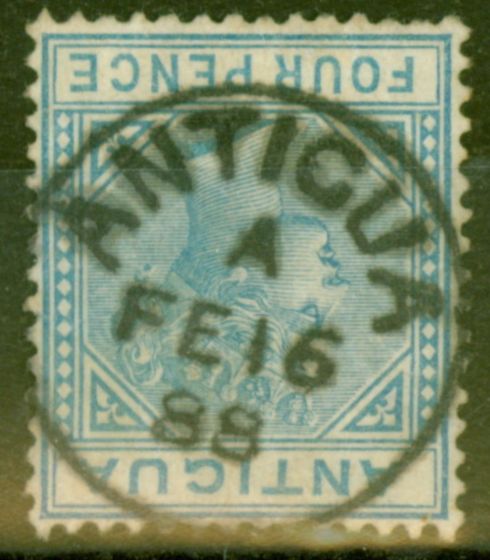 Collectible Postage Stamp from Antigua 1882 4d Blue SG23 Fine Used Complete Strike of ANTIGUA A FE 16 88 CDS