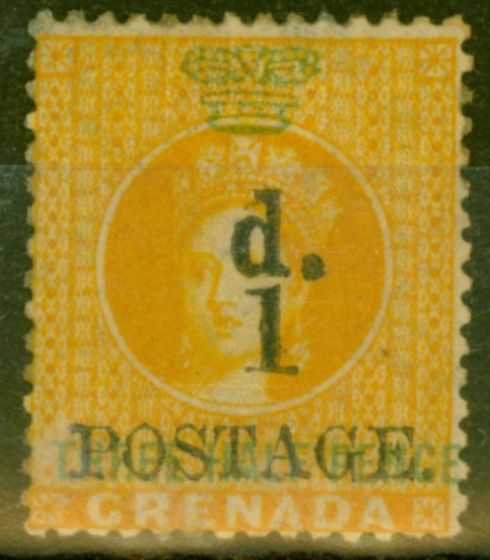 Valuable Postage Stamp from Grenada 1886 1d on 1 1/2d Orange SG37 Fine Mtd Mint
