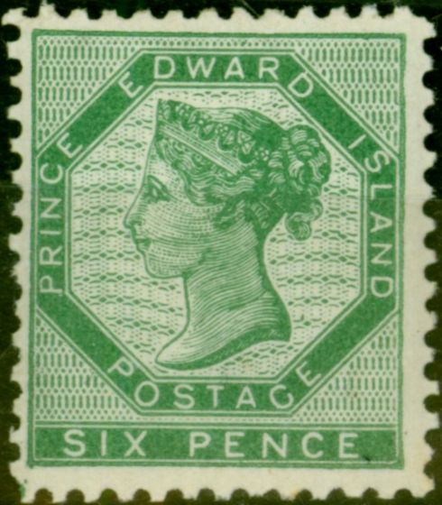 Old Postage Stamp Prince Edward Island 1868 6d Blue-Green SG18 V.F MNH