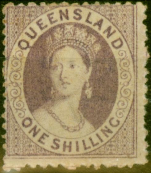 Old Postage Stamp from Queensland 1874 1s Mauve SG73 Fine Mtd Mint