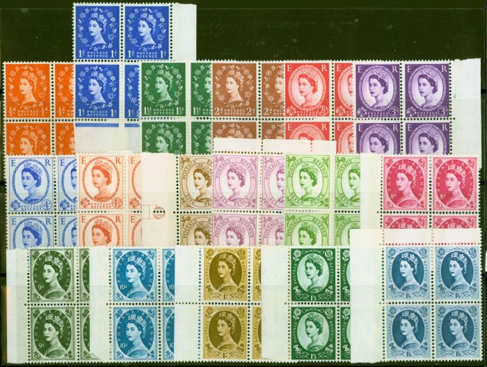Rare Postage Stamp from GB 1960-69 Phosphor set of 17 SG610-618a V.F MNH Blocks of 4
